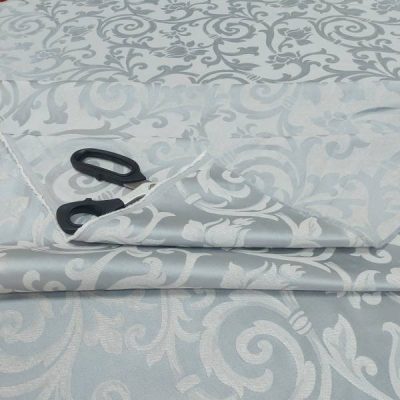 Tessuto per tovaglia Jacquard damascato al metro dettaglio forbici grigio scuro panna forbice