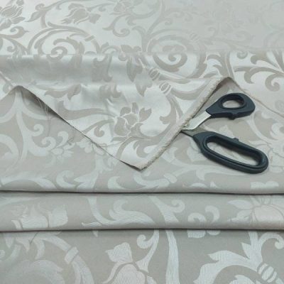 Tessuto per tovaglia Jacquard damascato al metro dettaglio forbici tortora