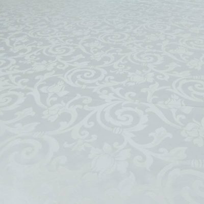 Tessuto per tovaglia Jacquard damascato bianco avorio al metro 3