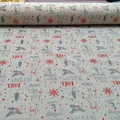 Tovagliato natalizio con scritte bianco grigio e rosso 2