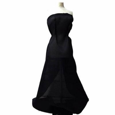 Voile di seta nero a righe - Alt.140cm