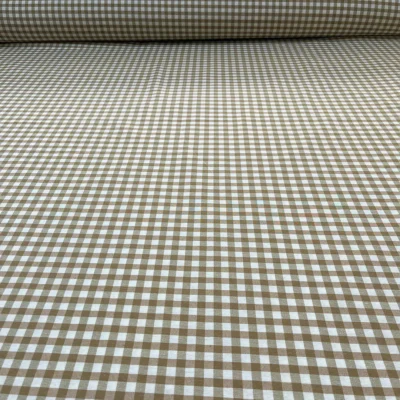 Tessuto per tovaglie Gingham - bianco e marrone chiaro 2