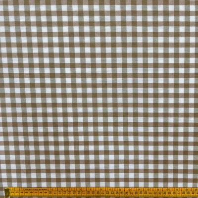 Tessuto per tovaglie Gingham - bianco e marrone chiaro 5