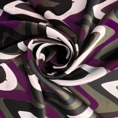 Tessuto in raso di seta alta moda Made in Italy con fantasia ondulata 4