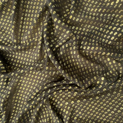 Raso di pura seta MADE in ITALY con puntini dorati su sfondo nero 2