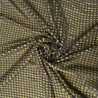 Raso di pura seta MADE in ITALY con puntini dorati su sfondo nero 3