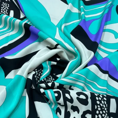 Scampolo in raso di pura seta MADE IN ITALY fantasia astratta 3