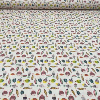 Tessuto per tende con motivo pesciolini 1