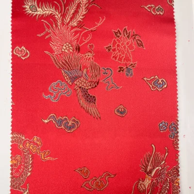 Raso Jacquard con dragone e fenice