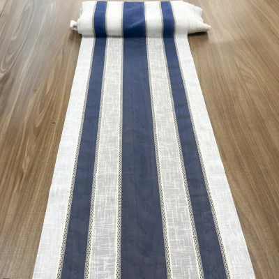 Tendina in organza a righe verticali bianche e blu - Largh.60/45 cm 2