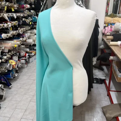 tessuto crepe acquamarina verde acqua spesso coprente (5)