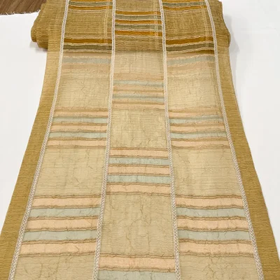 tessuto per tende a vetro fantasia a righe e quadri orlato a giorno (2)