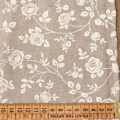 tessuto arredamento cotone altezza 280 cm floreale bianco tortora