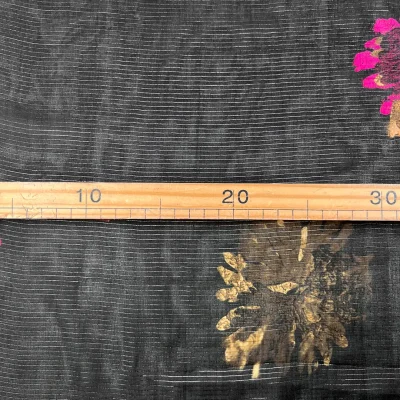 Chiffon di seta fantasia floreale con righe bianche 3