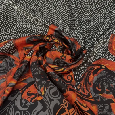 Raso di pura seta Made in Italy a fantasia astratta 7