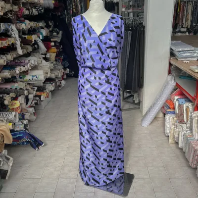 Raso di seta d'Alta Moda MADE in ITALY fantasia geometrica 5