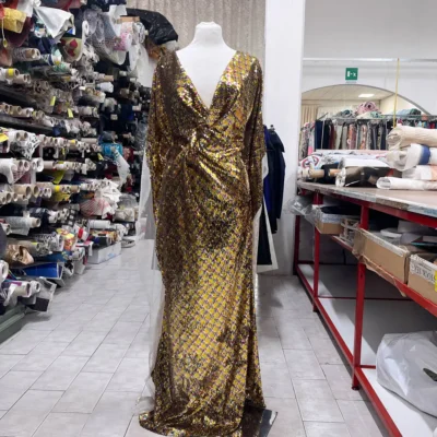 Tessuto d'abbigliamento d'Alta Moda con paillettes multicolor 1