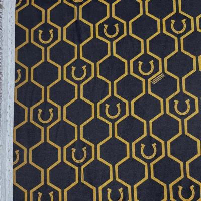 Tessuto in raso di seta fantasia con ferri di cavallo 1