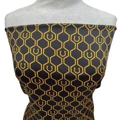 Tessuto in raso di seta fantasia con ferri di cavallo 10