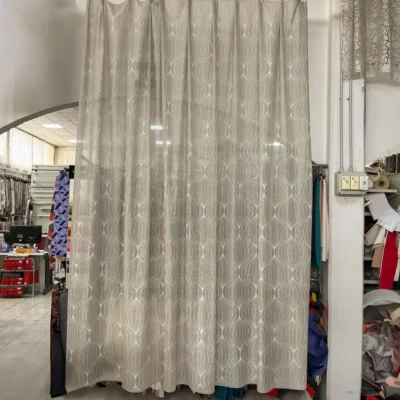 Tessuto per tende via roma 60 tortora bianco fantasia astratta (7)