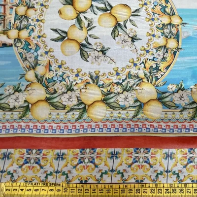 Voile di seta fantasia rustica con palazzi 3