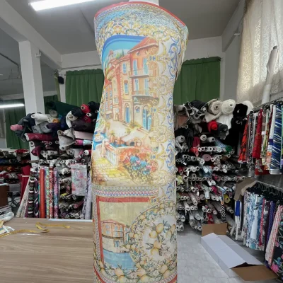 Voile di seta fantasia rustica con palazzi 5