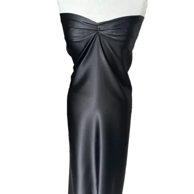 raso di pura seta satinato a tinta unita color nero intenso 1