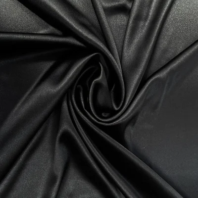 raso di pura seta satinato a tinta unita color nero intenso 4