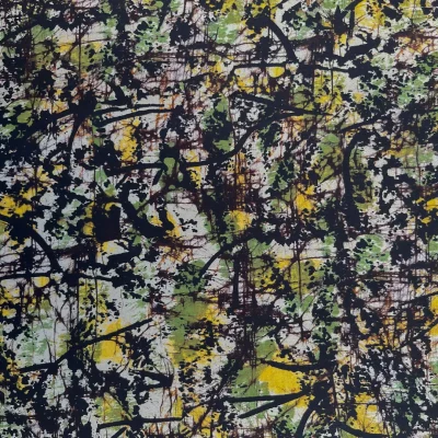 raso satinato in pura seta fantasia astratta con vegetazione 1