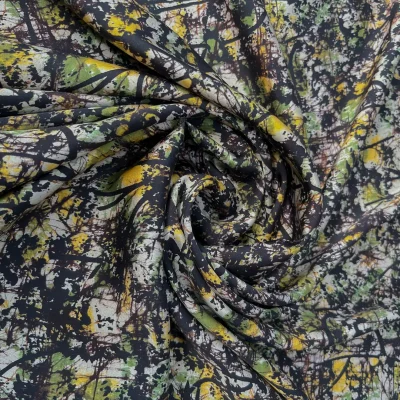 raso satinato in pura seta fantasia astratta con vegetazione 4