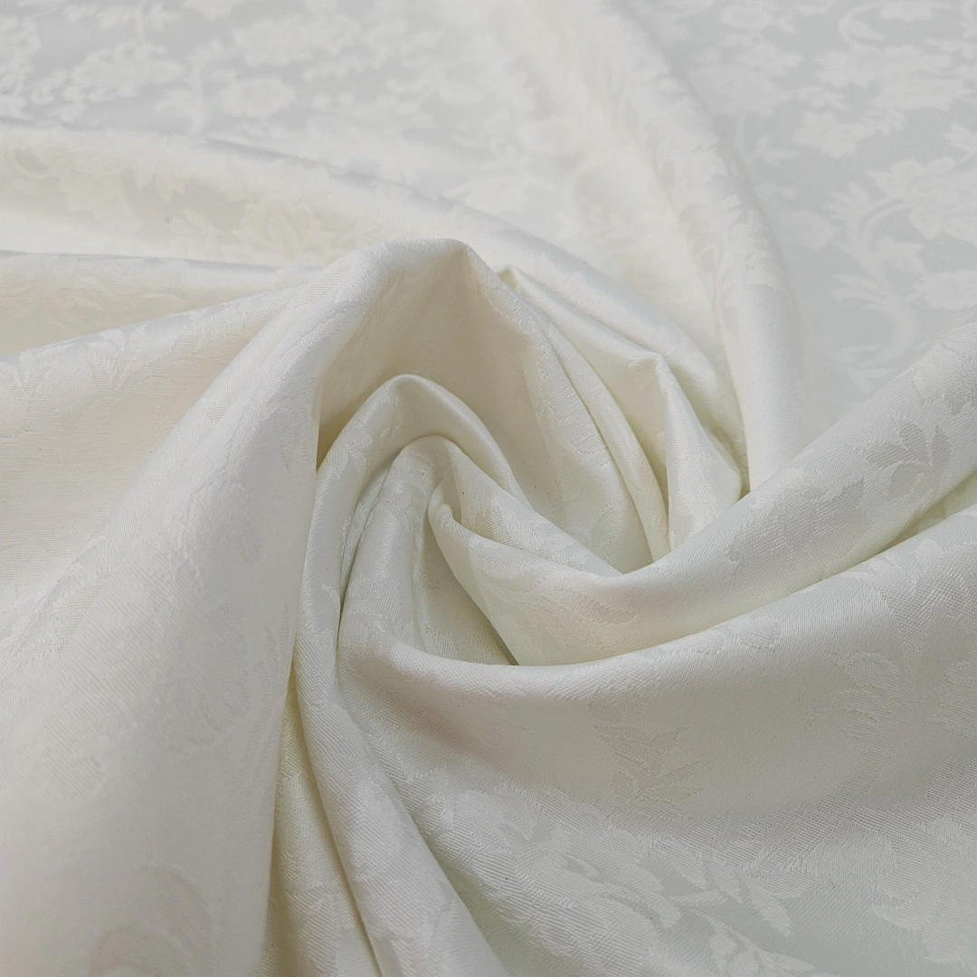 Tessuto per tovaglie e arredamento damascato antimacchia bianco naturale - Alt. 280 cm - immagine 6