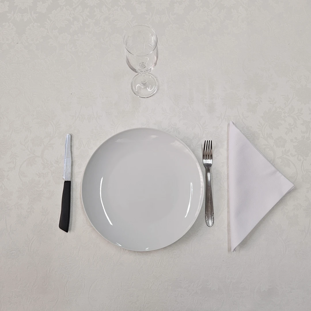 Tessuto per tovaglie e arredamento damascato antimacchia bianco naturale - Alt. 280 cm