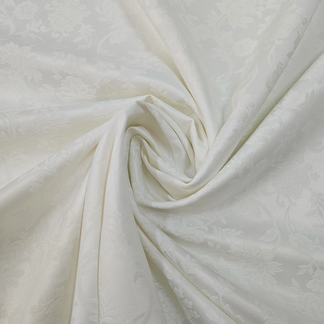 Tessuto per tovaglie e arredamento damascato antimacchia bianco naturale - Alt. 280 cm - immagine 5