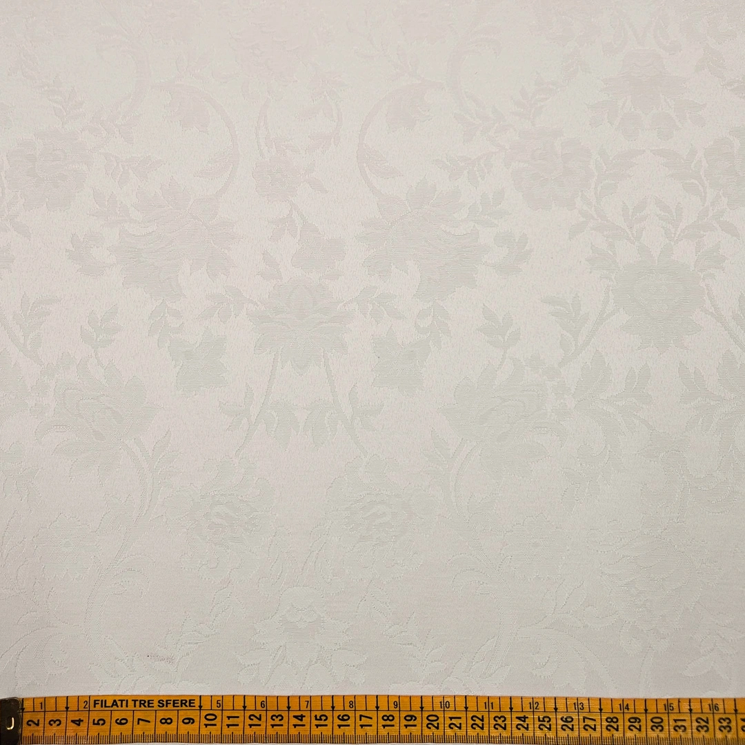 Tessuto per tovaglie e arredamento damascato antimacchia bianco naturale - Alt. 280 cm - immagine 7
