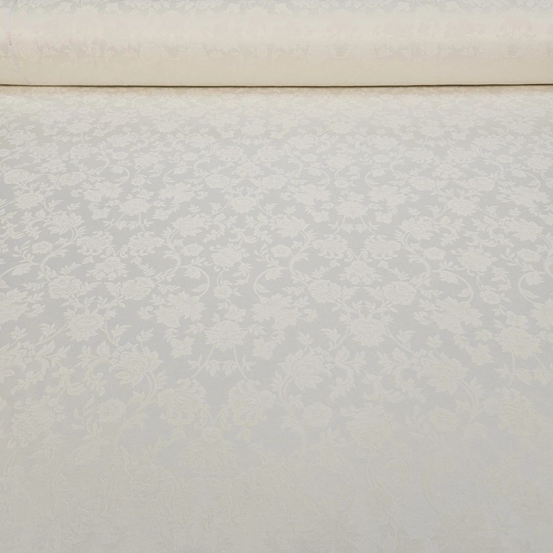 Tessuto per tovaglie e arredamento damascato antimacchia bianco naturale - Alt. 280 cm - immagine 2