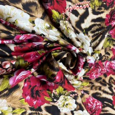 raso seta animalier floreale 1