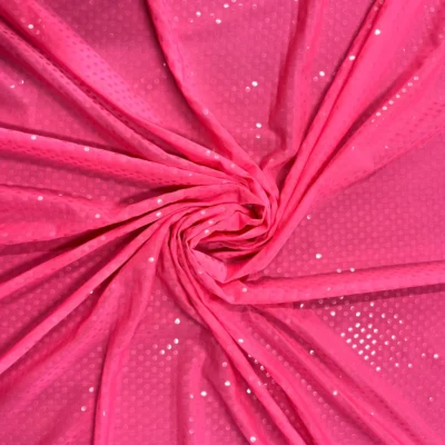 lycra rosa fluo punti luce trasparenti