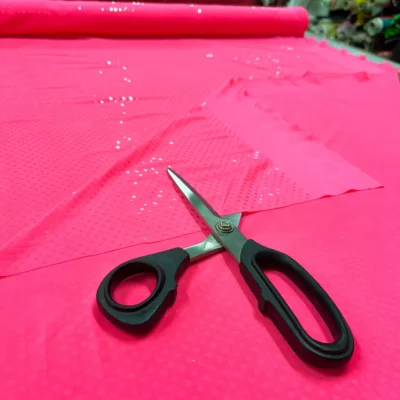 lycra rosa fluo punti luce trasparenti 2
