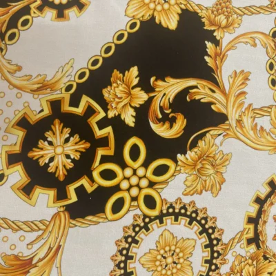 Scampolo di raso di pura seta firmato fantasia floreale e geometrica 2