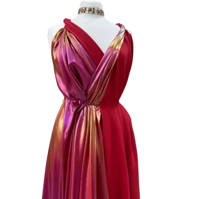 Crepe laminato in pura seta con fili lurex