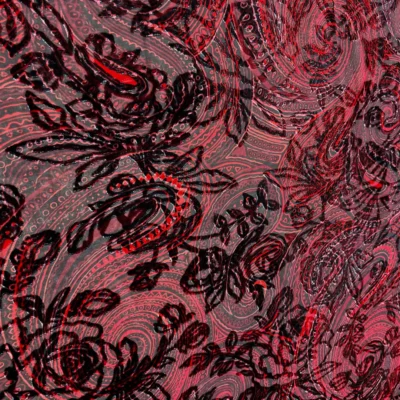 Devorè velluto di seta rose rosse 1