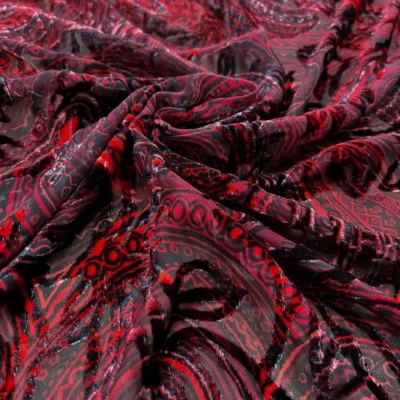 Devorè velluto di seta rose rosse 2