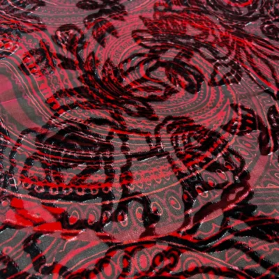 Devorè velluto di seta rose rosse 4