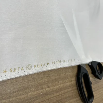 Organza di pura seta Made in Italy color bianco naturale (2)