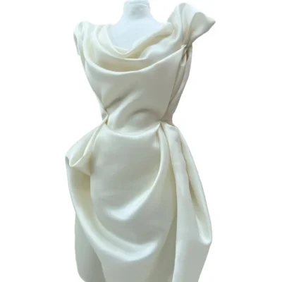 Organza di pura seta di media pesantezza e coprenza color Avorio (1)