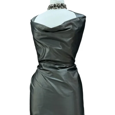 Taffetà di pura seta Made in Italy color grigio canna di fucile (1)