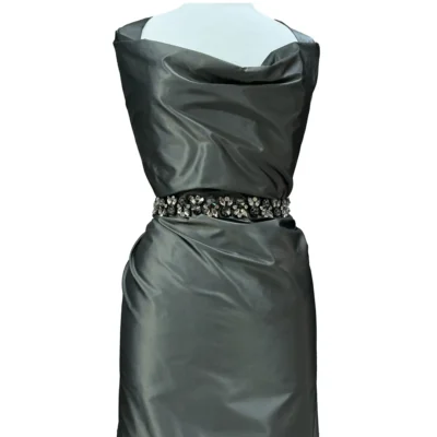 Taffetà di pura seta Made in Italy color grigio canna di fucile (2)