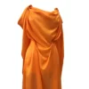 Crepe di pura seta lucida elasticizzata color arancione vitaminico - Alt.145 cm