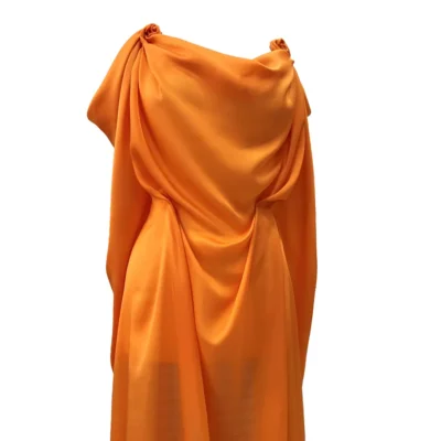 Crepe di pura seta lucida elasticizzata color arancione vitaminico - Alt.145 cm