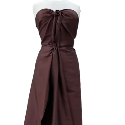 Tessuto in taffetà shantung di seta di marrone cioccolata (5)